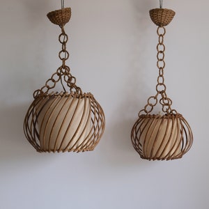 Vintage Rattan Light Shade, Vintage Wicker Shade, Midcentury Shade, Petal Light Shade