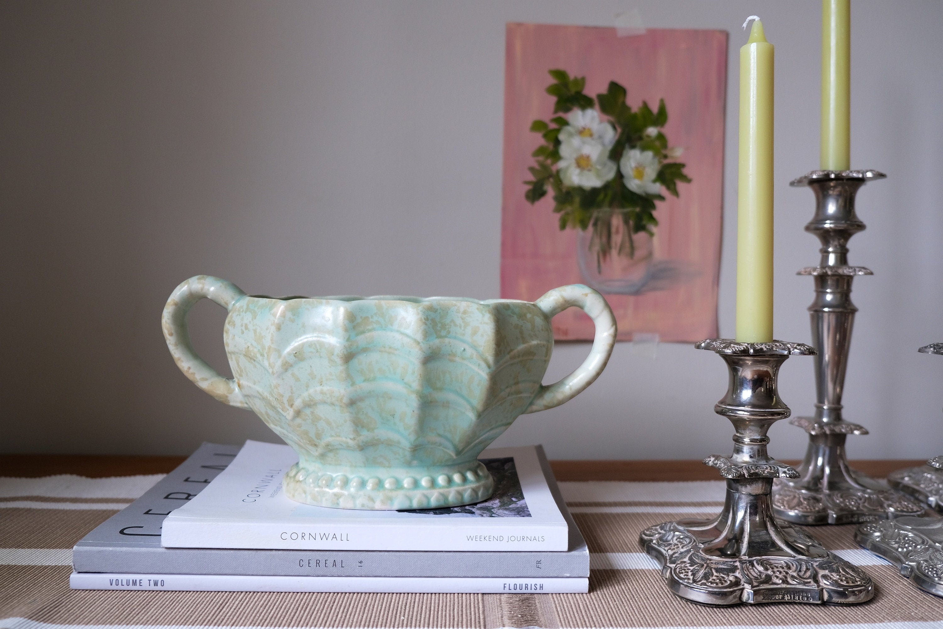 Vintage Mantle Vase Twin Handle Pastel Blue Vintage Price Etsy UK