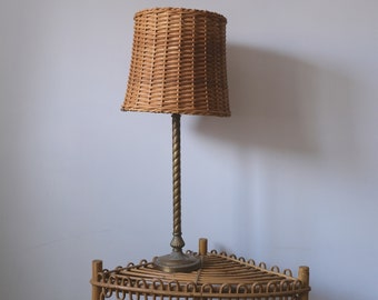 Vintage Rattan Light Shade, Vintage Wicker Shade, Midcentury Shade