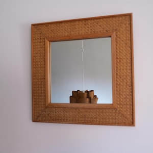 Vintage Rattan Mirror, Vintage Circle Mirror