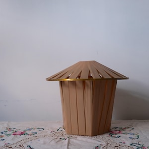Vintage Rattan Light Shade, Vintage Wicker Shade, Midcentury Shade, Petal Light Shade