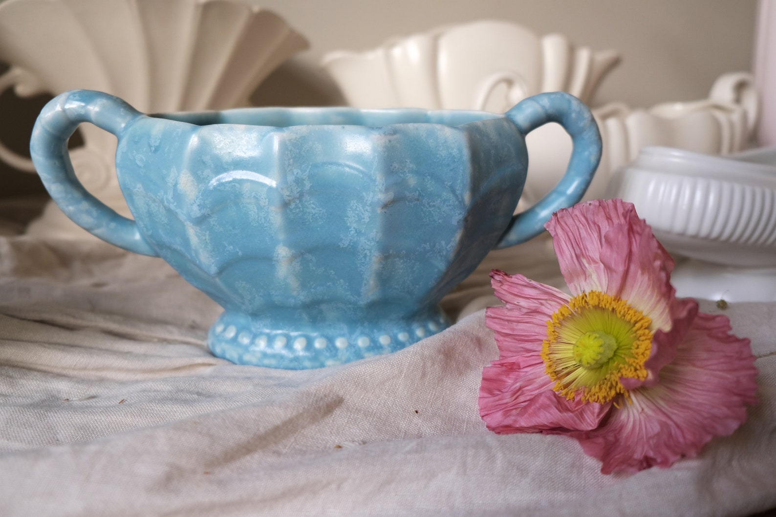 Vintage Mantle Vase Twin Handle Pastel Blue Vintage Price Etsy UK