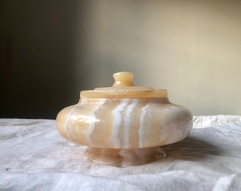 Vintage Marble Storage, Vintage Alabaster Urn, Decorative Marble