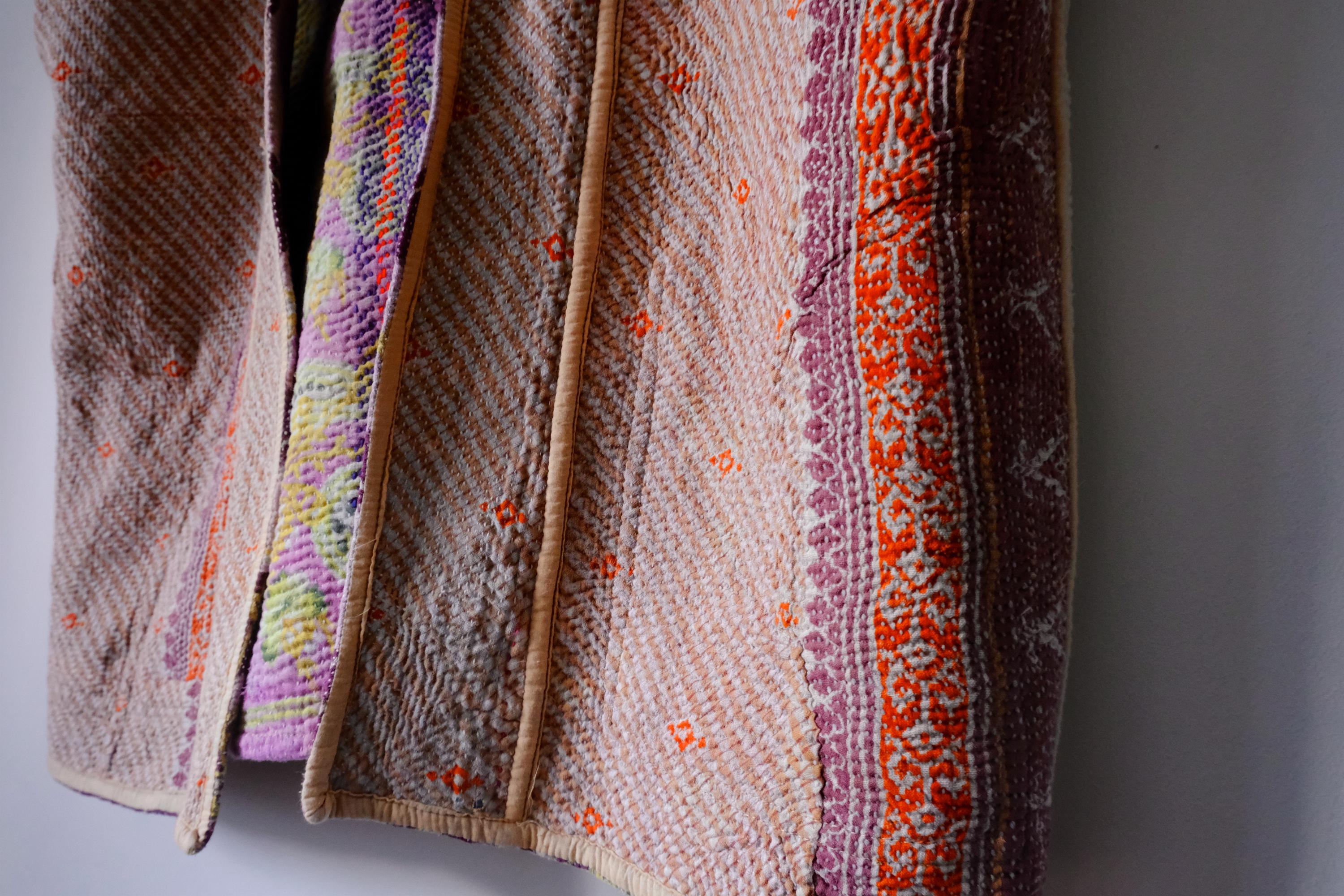 カンタキルトベスト　リバーシブル ヴィンテージカンタベスト：リバーシブルパッチワークキルティング