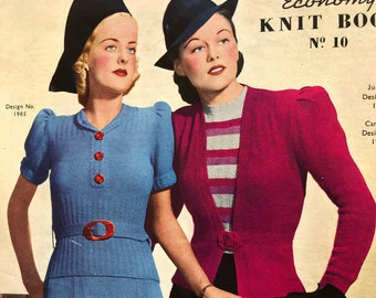 PDF 1930s 1940s Economy Knit Book No. 10 knitting patterns