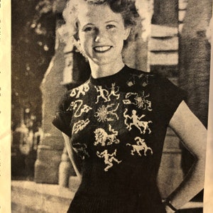 PDF astrología, jersey del zodiaco 50s patrón de punto vintage 1950s