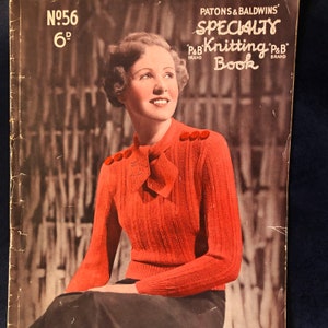PDF Patons and Baldwins Specialty Knitting Book 56 vintage knitting pattern 1930s 1930&#39;s 30s 30&#39;s