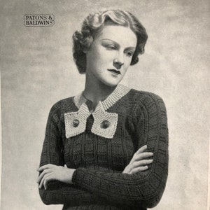 PDF 1930s Patons Baldwins Knitting Pattern for Jumper - Etsy