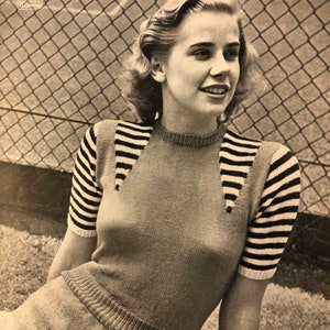 PDF vintage 1950s knitting pattern for colour-work jumper