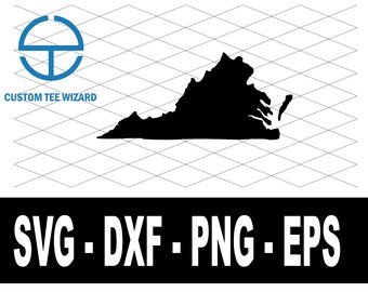 Archivo SVG de Virginia / Archivo de corte de Virginia / Clip de forma de mapa de Virginia / Archivo vectorial de Estados Unidos de América / Forma de contorno de Virginia / VA