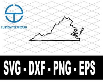 Archivo SVG de Virginia / Archivo de corte de Virginia / Clip de forma de mapa de Virginia / Archivo vectorial de Estados Unidos de América / Forma de contorno de Virginia / VA
