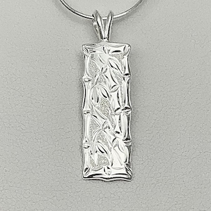 Sterling Silver Hawaiian Engraved Heirloom Bamboo Necklace, Island Heritage, Hawaiian Jewelry, Made In Hawaii, Hoʻolālā ʻōiwi