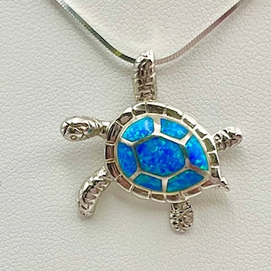Blue Opal, Sea Turtle Jewelry, Hawaiian Necklace, Turtle Necklace, Honu Jewelry, Opal Jewelry, Made In Hawaii, Green Sea Turtle, Hawaii
