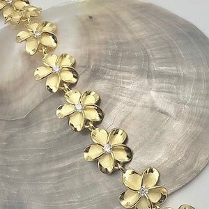 Gold plumeria bracelet clearance