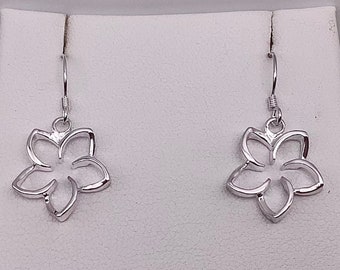 Plumeria Earrings, Flower Earrings, Silver Plumeria, Hawaii Earrings, Plumeria Jewelry, Hawaii jewelry, Made in Hawaii, Frangipani Earrings