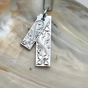 Sterling Silver Two Bar Hawaiian Heritage Heirloom Scroll Necklace, Island Heritage, Hawaiian jewelry, Made In Hawaii, Hawaiian necklace
