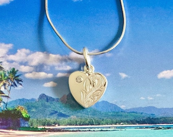 Hawaiian Jewelry, Aloha Necklace, Heart Jewelry, Aloha Charm, Heart Necklace, Hawaiian necklace, Made In Hawaii, Hawaii Gifts, Pu’uwai Lei