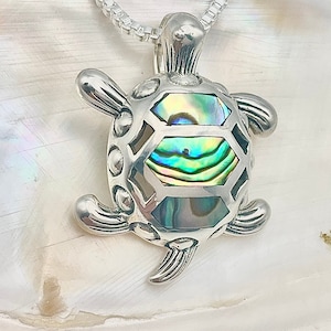 Sterling Silver Abalone Paua Shell Sea Turtle Honu Necklace, Sea Turtle Necklace, Hawaiian necklace, Made In Hawaii, Honu Pendant, Hawaii