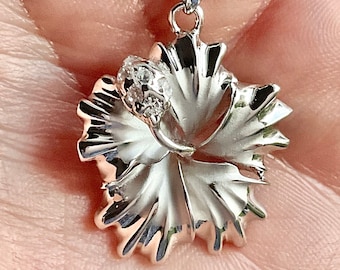 Sterling Silver Hawaiian Hibiscus Cubic Zirconia necklace, Hibiscus jewelry, Hawaii Gift, Hawaiian jewelry, Flower Necklace, Made In Hawaii
