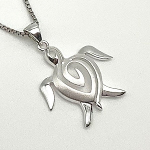 Large Sterling Silver Hawaiian Sea Turtle Honu Necklace, Sea Turtle Necklace, Hawaiian Jewelry, Made In Hawaii, Turtle Jewelry, Honu ikaika