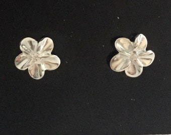 Small Sterling Silver Plumeria Flower Stud Earrings, Plumeria Posts, Flower Studs, Plumeria Earrings, Tiny Studs, Made In Hawaii, Plumeria