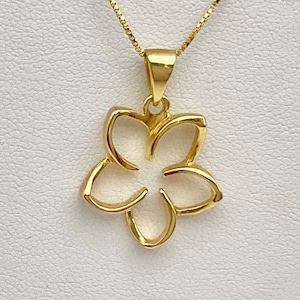 Floral Gift, Sterling Silver w/ 14K Gold Plumeria Flower necklace, Made In Hawaii, Flower Pendant, Plumeria, Hawaiian Jewelry, Aloha Jewelry