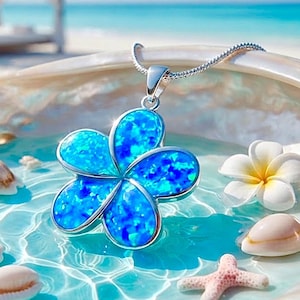 Buy Triple Hawaiian Plumeria Flower Ring Blue Opal Resin Sterling