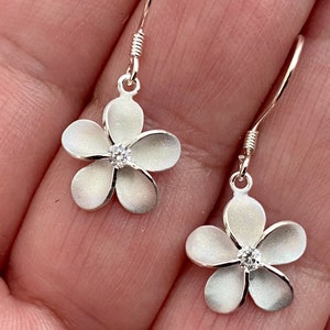 Sterling Silver Earrings, Plumeria Earrings, Pua Melia, Hawaiian Earrings, Plumeria jewelry, Hawaiian jewelry, Flower Earrings