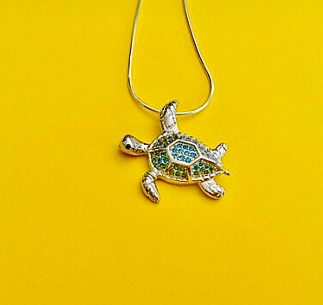 Blue Topaz Jewelry, Turtle Necklace, Honu Necklace, Hawaiian Jewelry