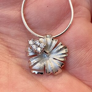 Sterling Silver Cubic Zirconia Hawaiian Tropical Hibiscus Necklace, Hawaiian jewelry, Made in Hawaii, Hawaiian Necklace, Gifts For Her