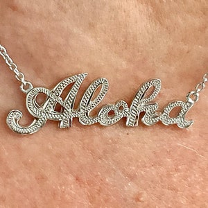 Sterling Silver Hawaiian Aloha Layering Choker Necklace, Hawaiian Islands, Maui Jewelry, Made In Hawaii, Aloha Jewelry, Ola A Mana&#39;o Aloha