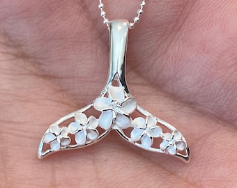 Plumeria Whale Tail Necklace, Whale Jewelry, Whales Tail, Hawaiian jewelry, Hawaiian necklace, Whale Tail, Made In Hawaii, Plumeria, Hawaii