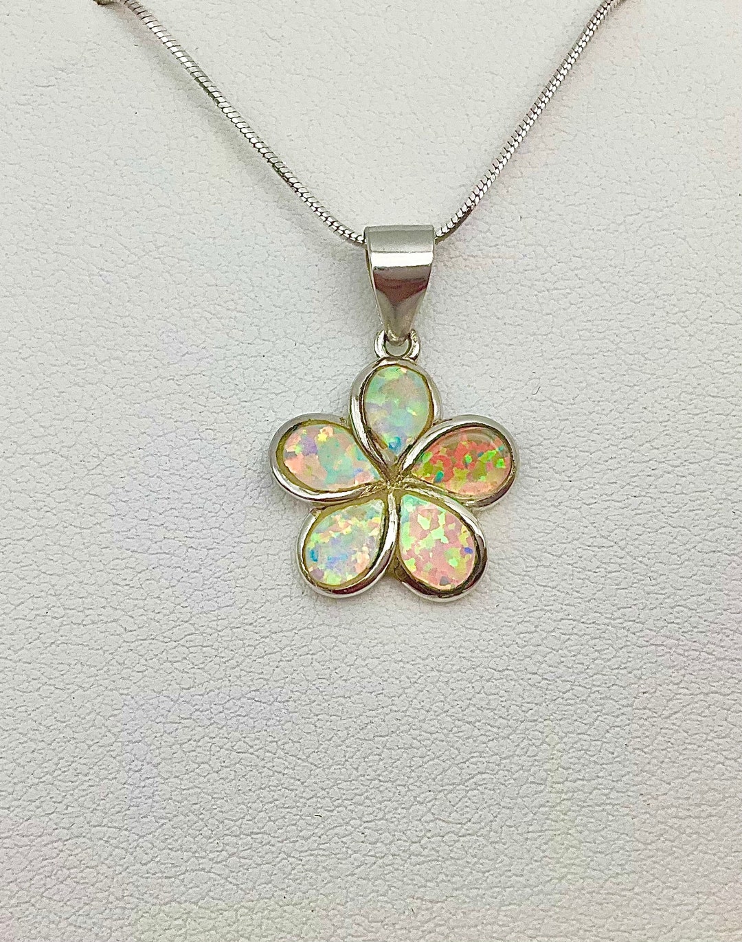 Plumeria Jewelry, Opal Necklace, Hawaiian Necklace, Floral Jewelry