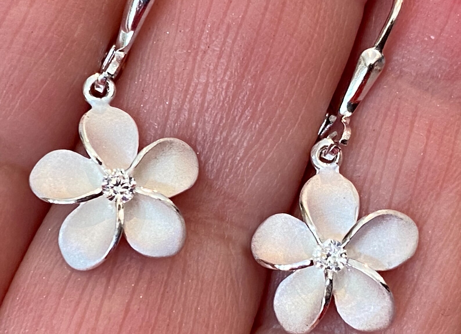 Plumeria Earrings Flower Earrings Sterling Silver Plumeria Etsy UK