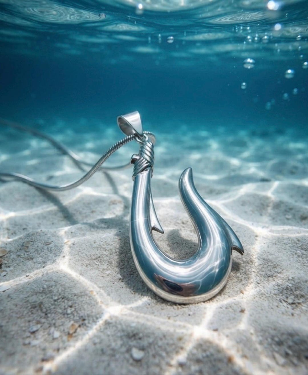 Sterling Silver Tribal Hook Necklace, Fishing Jewelry, Mens