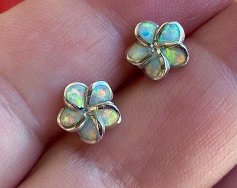 Small Opal Earrings, Opal Posts, Tiny Studs, Sterling Silver Opal Stud Earrings, Hawaiian Earrings, Opal Jewelry, Made In Hawaii, Opal