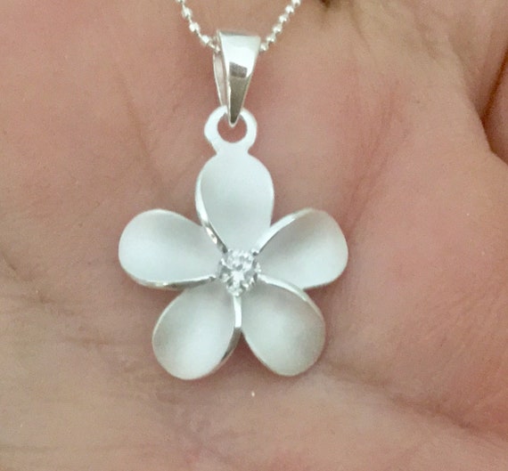 Silver Plumeria Hawaiian Jewelry Plumeria Necklace Hawaiian Etsy