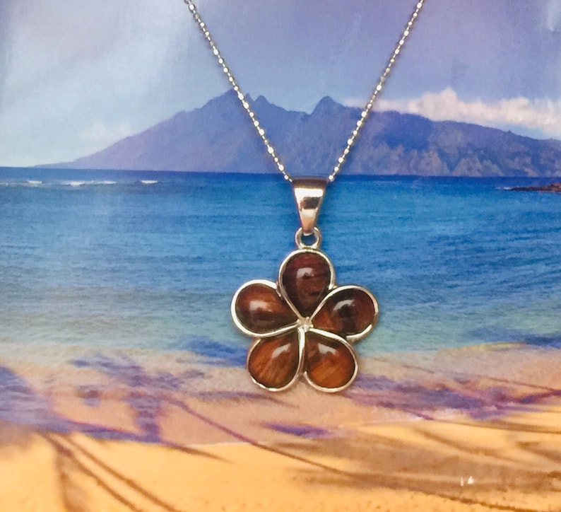 Koa Wood Hawaiian Necklace Wood Jewelry Plumeria Jewelry Etsy