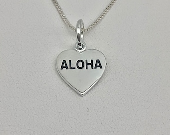 Hawaiian Jewelry, Aloha Necklace, Heart Jewelry, Aloha Charm, Heart Necklace, Hawaiian necklace, Made In Hawaii, Hawaii Gifts, Pu’uwai Lei