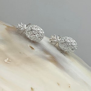 Pineapple Earrings, Sterling Silver, Tropical Studs, Pineapple Jewelry, Hawaiian Earrings, Hawaiian Jewelry, Made In Hawaii, Hale Kahiki
