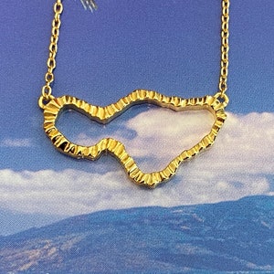 Sterling Silver w/ 14K Gold Maui Island Necklace, Maui Jewelry, Hawaii Jewelry, Aloha Jewelry, Made In Hawaii, Lei  mokupuni ʻo Maui