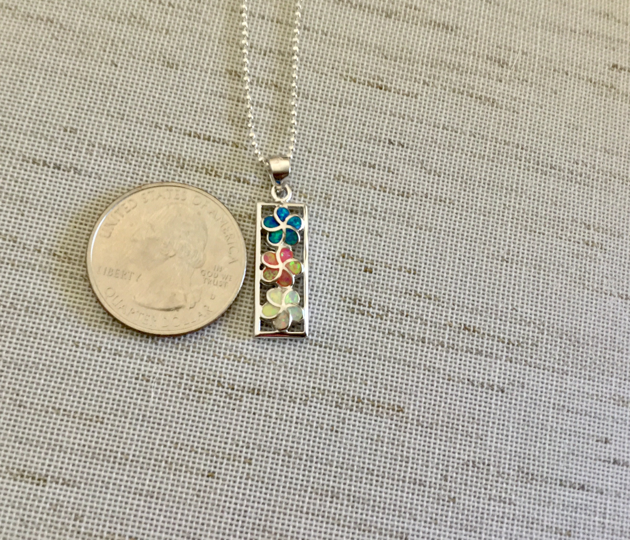 Sterling Silver Multicolor Lab Opal Plumeria Pua Melia Past