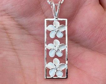 Plumeria Jewelry, Hawaiian necklace, Flower Jewelry, Ekolu Pua Melia, Aloha Jewelry, Hawaiian jewelry, Made In Hawaii, Plumeria Necklace