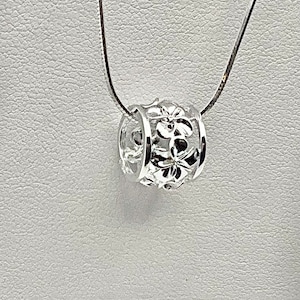 Hawaiian Plumeria Puka Barrel Sterling Silver Flower Necklace, Plumeria Jewelry, Made In Hawaii, Flower Necklace, Hawaiian jewelry