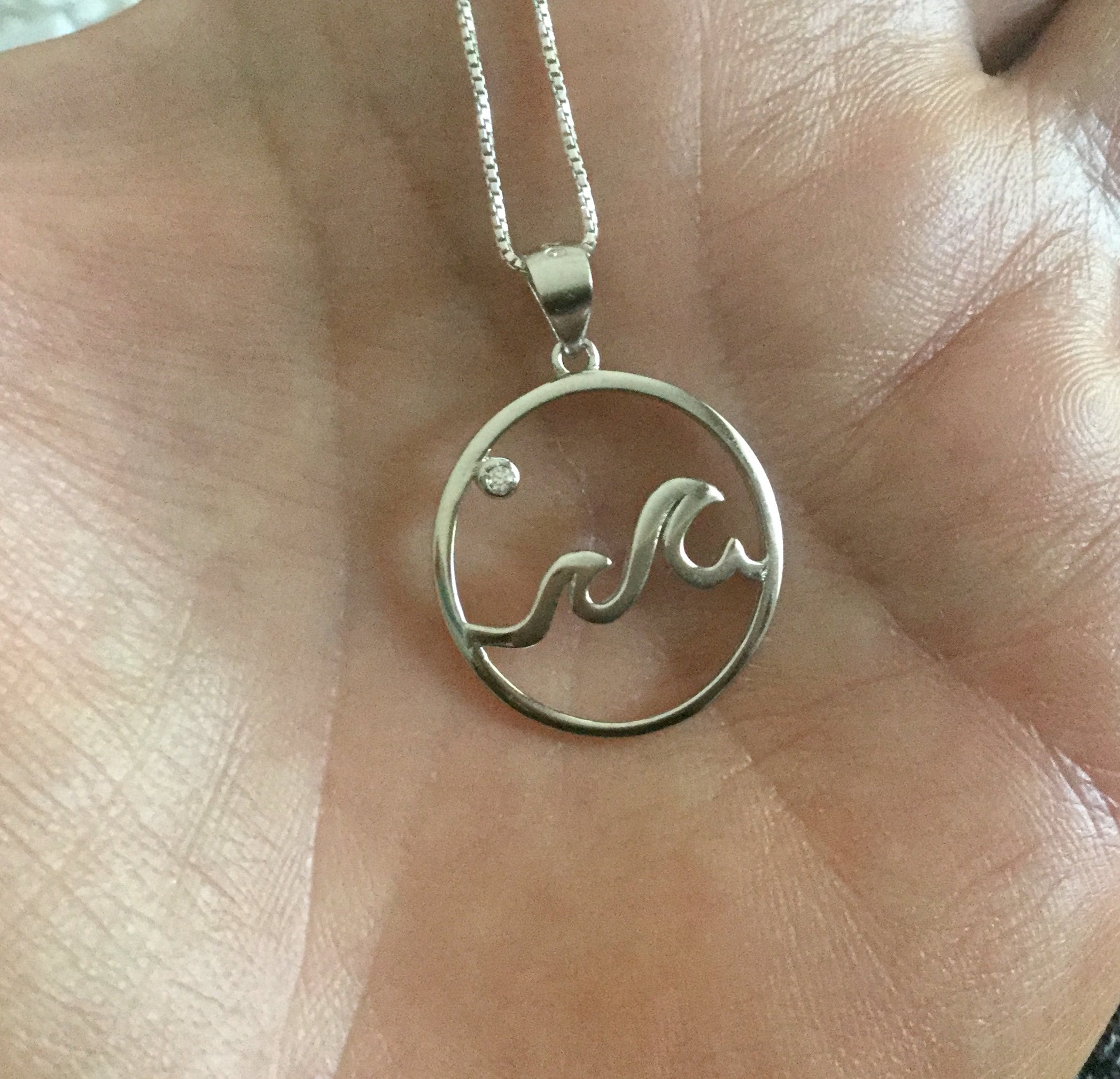 Sterling Silver Wave Pendant Wave Necklace Hawaiian jewelry Etsy Polska