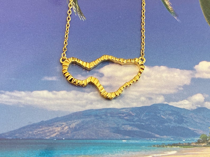 Sterling Silver W/ 14K Gold Maui Island Necklace, Maui Jewelry, Hawaii ...