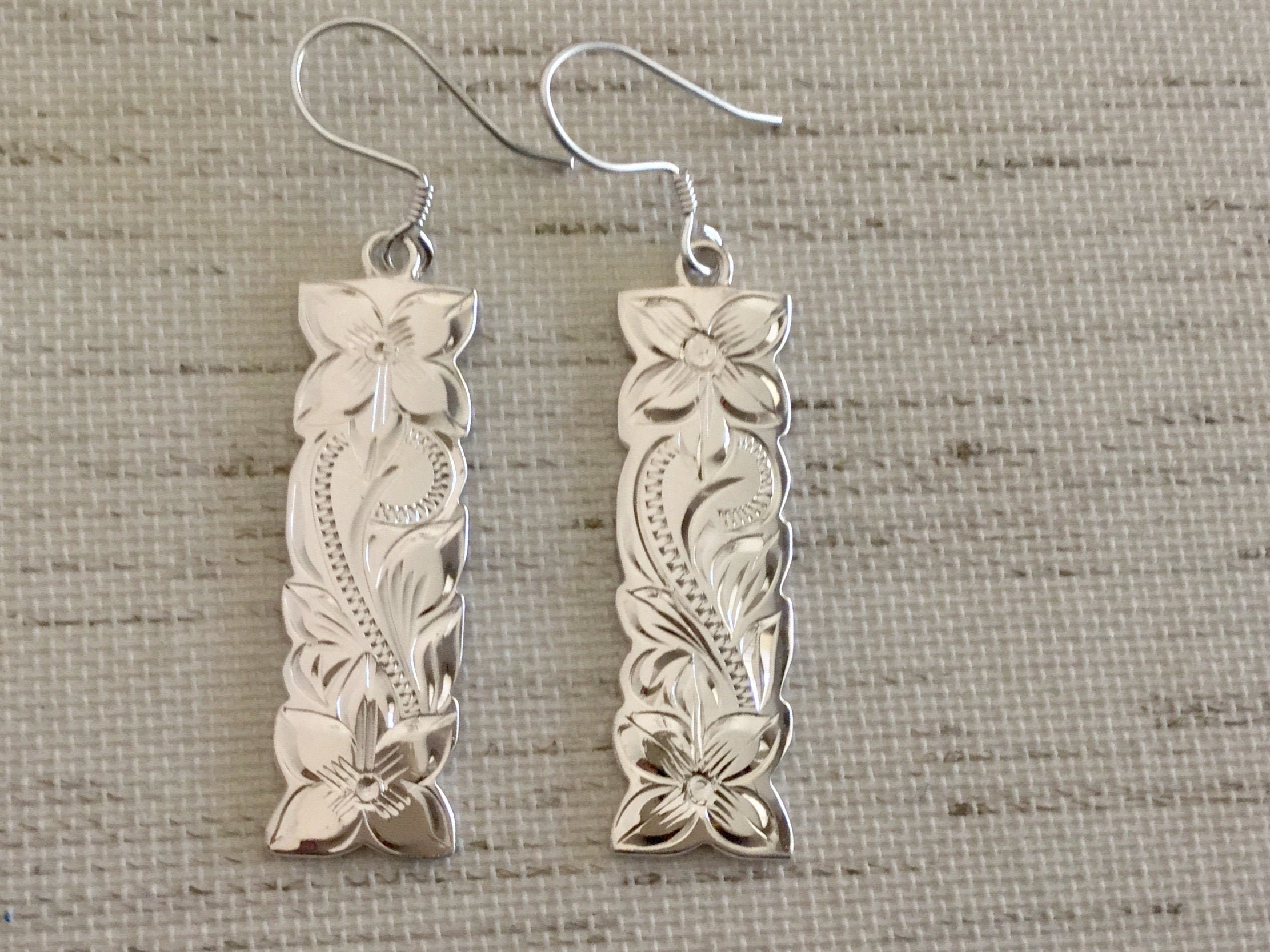 Sterling Silver Hawaiian Heritage Earrings, Hawaiian Heirloom 