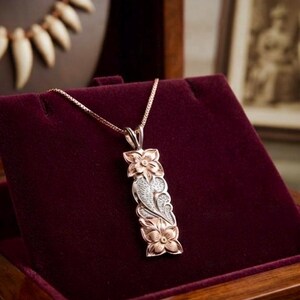 Sterling Silver Rose Gold Hawaiian Heirloom Necklace, Hawaiian Jewelry, Made In Hawaii