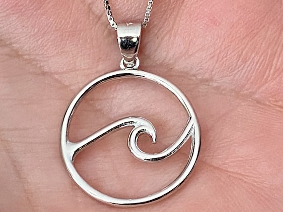 Wave Necklace, Beach Jewelry, Wave Jewelry, Hawaiian Necklace, Made In Hawaii, Hawaii Jewelry, Sterling Silver Nalu Lei, Ocean, Surf, Beach