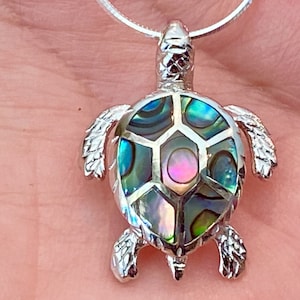 Sterling Silver Abalone Turtle Necklace, Sea Turtle Necklace, Turtle Pendant, Hawaiian necklace, Made In Hawaii, Honu Pendant, Hawaii